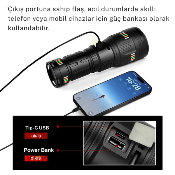 OR-G601 200W Lazer LED El Feneri + Yedek Pil Seti - Powerbank Özellikli Profesyonel Avcı Paketi
