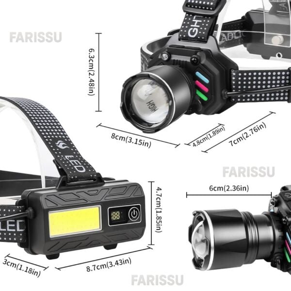 Sensörlü 30W Çift Işık (Sarı & Beyaz) Şarjlı Kafa Feneri - 10 Saate Varan Pil Ömrü ve Zoom Özellikli