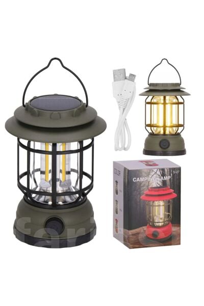 Alaska Retro Tasarım Solar Güneş Enerjili ve USB Şarjlı Kamp Lambası - Ayarlanabilir Işık Şiddeti