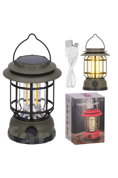Alaska Retro Tasarım Solar Güneş Enerjili ve USB Şarjlı Kamp Lambası - Ayarlanabilir Işık Şiddeti