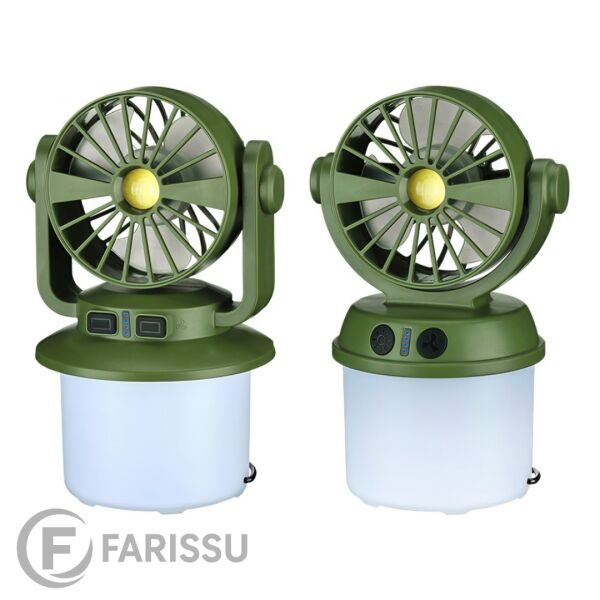 OR-F803 Solar Güneş Enerjili ve USB Şarjlı Fanlı Kamp Lambası - 1800mAh Batarya, IP55 Su Geçirmez, Çift Işık Modlu