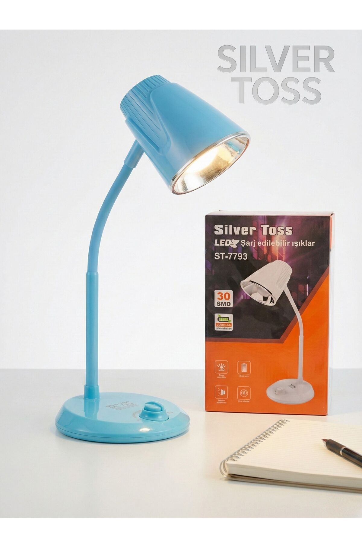 ST-7793 Şarjlı LED Masa Lambası - 3000mAh Bataryalı, 3 Renk Modlu ve Dimmerli Esnek Çalışma Işığı