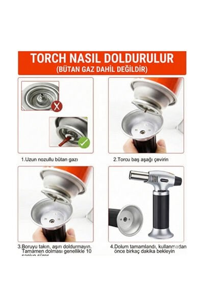 Goldorion OR-400 Gazlı Torch Pürmüz Çakmak - Mangal ve Pasta Yakma Tabancası 5 ADET
