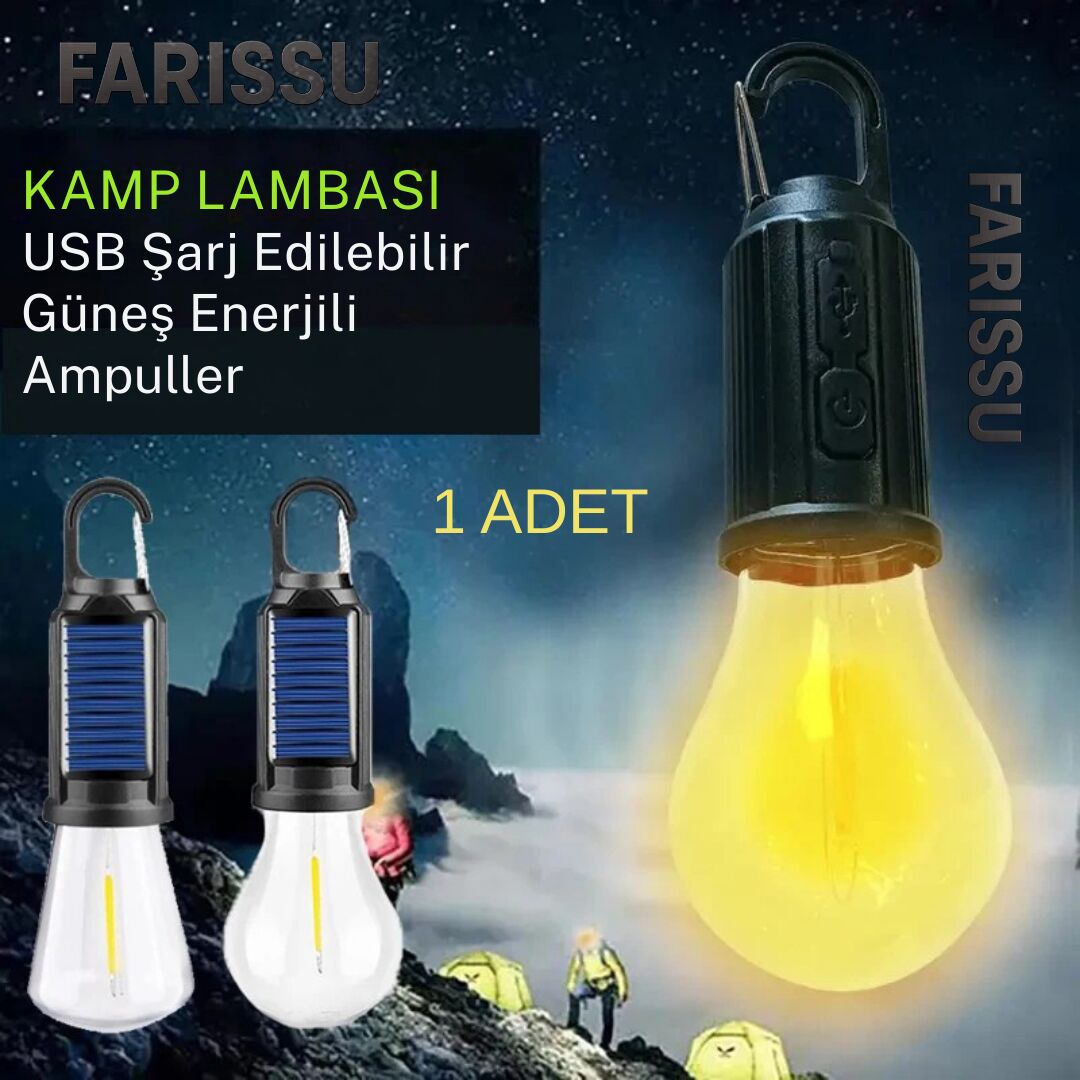 ALASKA T01-B Type-C ve Solar Şarjlı Sıcak Işık (Warm Light) Kamp Lambası