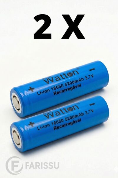Watton 18650 Li-ion Şarjlı Pil 5200mAh 3.7V – El Feneri, Kafa Feneri ve Kamp Fenerlerine Uyumlu