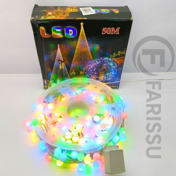 50 Metre RGB LED Top Işık | Metrede 5 LED | Toplam 250 LED | 8 Modlu | Oda & Yılbaşı Aydınlatması