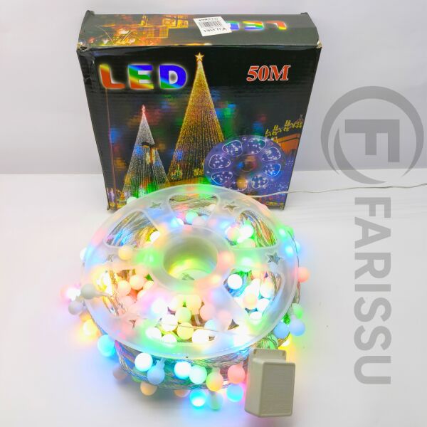 50 Metre RGB LED Top Işık | Metrede 5 LED | Toplam 250 LED | 8 Modlu | Oda & Yılbaşı Aydınlatması