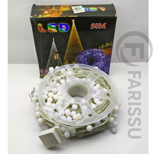 50 Metre RGB LED Top Işık | Metrede 5 LED | Toplam 250 LED | 8 Modlu | Oda & Yılbaşı Aydınlatması
