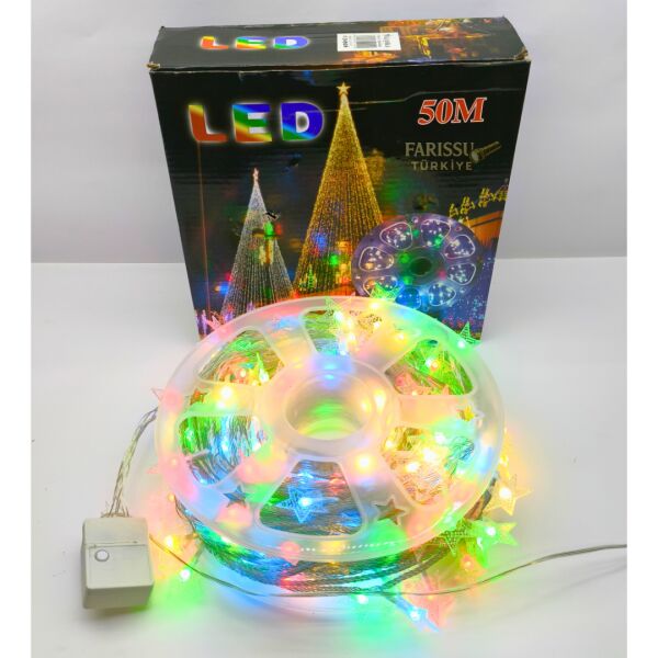 50 Metre RGB Yıldızlı LED Işık – 8 Modlu, 250 Yıldız, Yılbaşı ve Etkinlik Aydınlatması