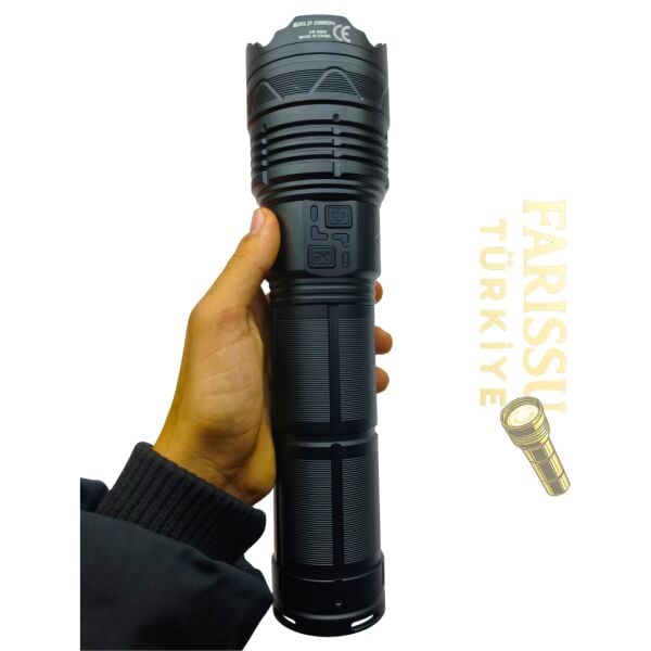 Gold Orion OR-G500 6000 Lümen Şarjlı El Feneri – 200W Güç, Powerbank Özellikli, Uzun Menzili