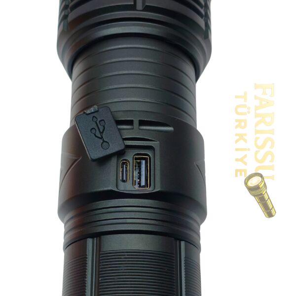 Gold Orion OR-G500 6000 Lümen Şarjlı El Feneri – 200W Güç, Powerbank Özellikli, Uzun Menzili