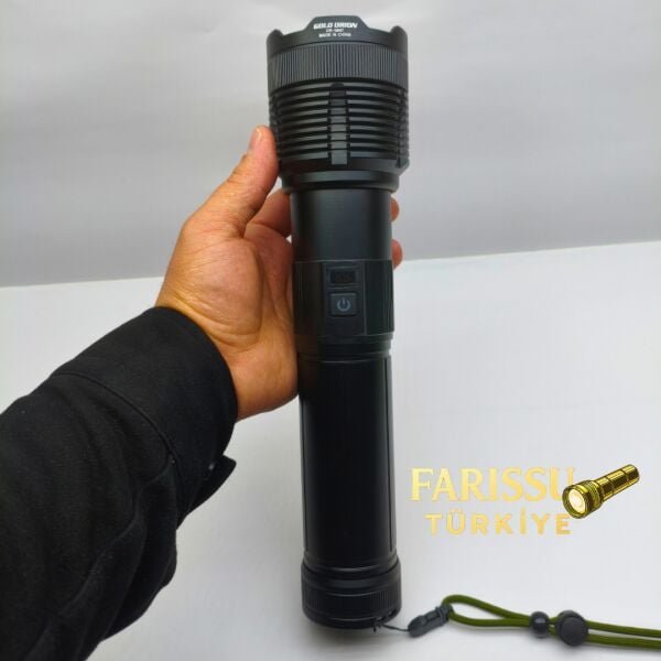 Gold Orion OR-G647 6000 Lümen Şarjlı Zoomlu El Feneri – 20000 mAh Li-ion Pil, Profesyonel Güç