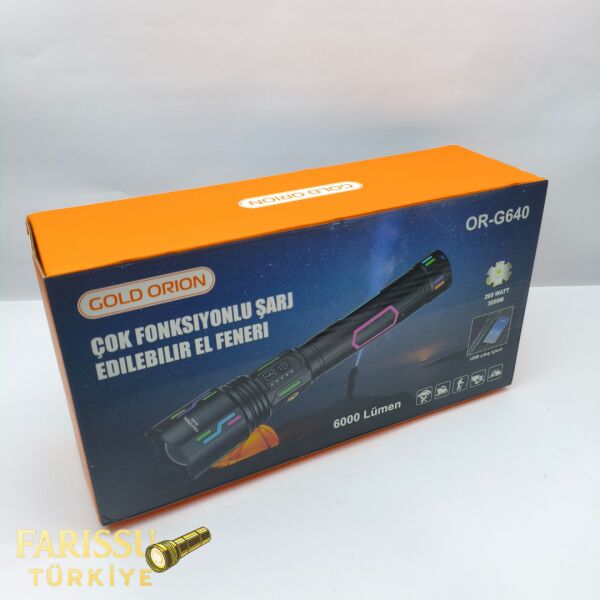 Gold Orion OR-G640 Zoomlu Şarjlı El Feneri 6000 Lümen 3 KM Menzil
