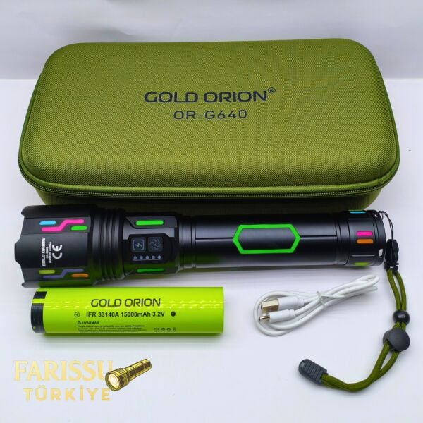Gold Orion OR-G640 Zoomlu Şarjlı El Feneri 6000 Lümen 3 KM Menzil
