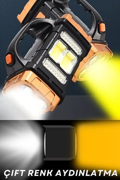 HB-2678 25W Solar Şarjlı El Feneri ve Kamp Lambası | Çift Renk Aydınlatma | IP44 Suya Dayanıklı