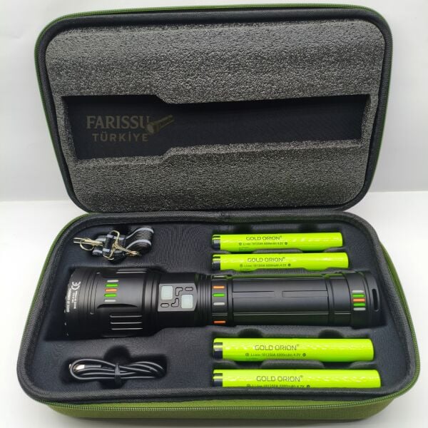 OR-G600 6000 Lümen Zoomlu Şarjlı El Feneri | 4×6000 mAh Pil | 3 KM Menzil | Powerbank Özellikli