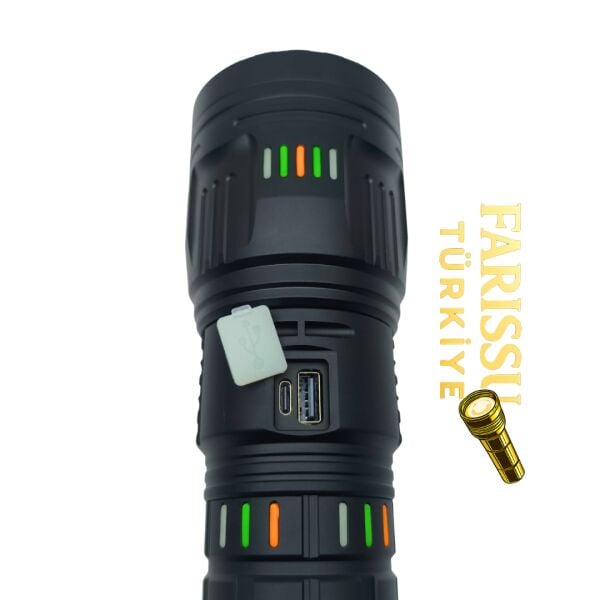 OR-G600 6000 Lümen Zoomlu Şarjlı El Feneri | 4×6000 mAh Pil | 3 KM Menzil | Powerbank Özellikli