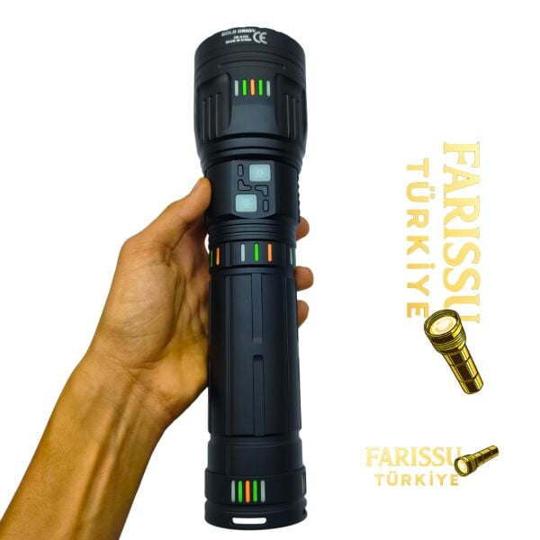 OR-G600 6000 Lümen Zoomlu Şarjlı El Feneri | 4×6000 mAh Pil | 3 KM Menzil | Powerbank Özellikli