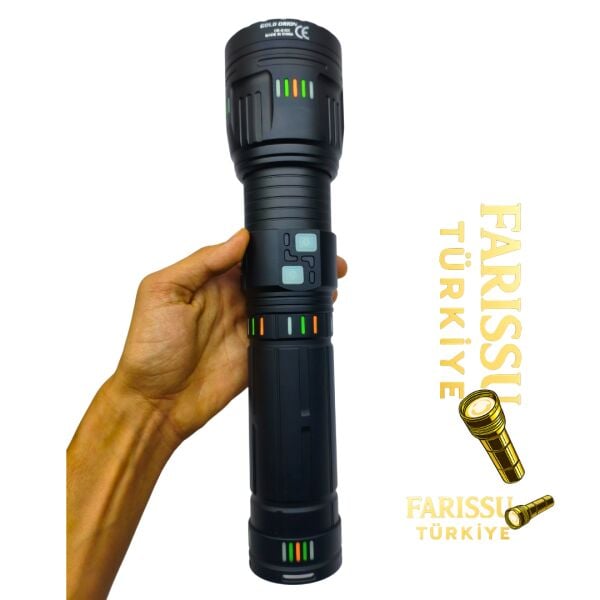 OR-G600 6000 Lümen Zoomlu Şarjlı El Feneri | 4×6000 mAh Pil | 3 KM Menzil | Powerbank Özellikli