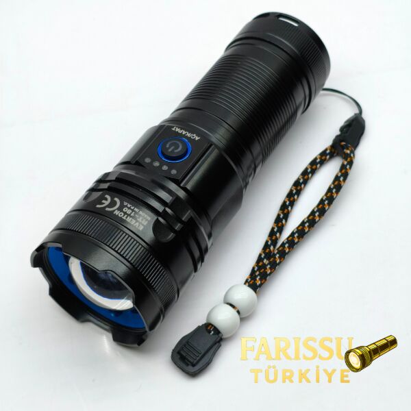 RT-180 1000 Lümen Yüksek Işık Güçlü El Feneri | 50W Lazer LED & 6000mAh Dev Batarya