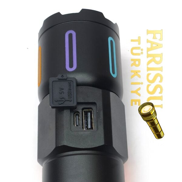 Alaska 30W Zoomlu LED El Feneri | 3000 Lümen | 1 KM Menzil | Şarjlı | Güçlü Aydınlatma