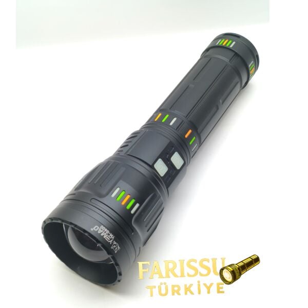 YM-G600 TG 3000M Süper Güçlü Şarjlı El Feneri 6000 Lümen 4×6000 mAh Pil Powerbank Çantalı