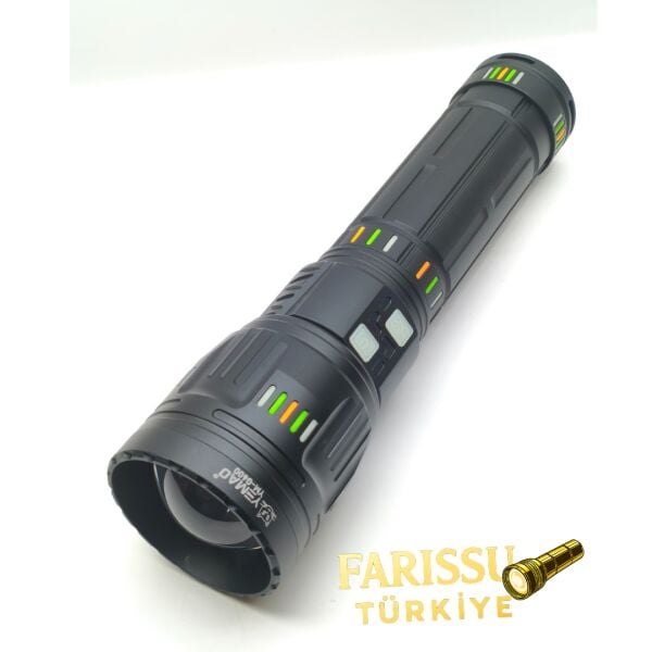 YM-G600 TG 3000M Süper Güçlü Şarjlı El Feneri 6000 Lümen 4×6000 mAh Pil Powerbank Çantalı