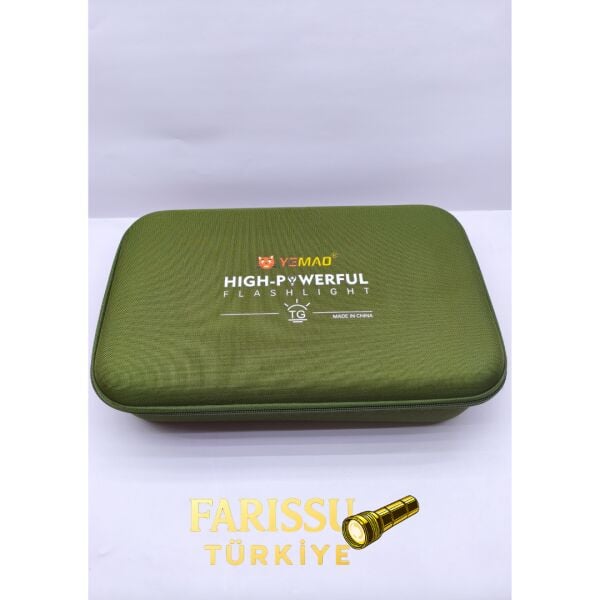 YM-G600 TG 3000M Süper Güçlü Şarjlı El Feneri 6000 Lümen 4×6000 mAh Pil Powerbank Çantalı