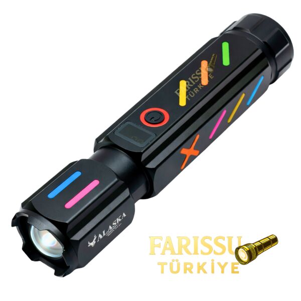 Zoomlu Şarjlı LED El Feneri 30W 3000 Lümen | 1–1,5 Km Menzil | Acil Durum Çekici | 3 Mod | 330 gr