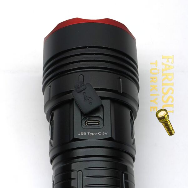 Small Sun Zoomlu Şarjlı El Feneri 60W 6000 Lümen Type-C Şarjlı 2 KM Menzil