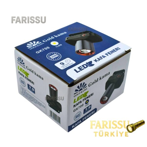 Gold Kama GK700 30W 3000 Lümen LED Kafa Feneri | Type-C Şarjlı | 3 Modlu | 9 Saat | 140 gr