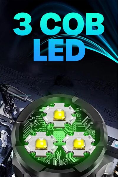 3 COB LED Şarjlı Mini El Feneri – 4 Modlu, Mıknatıslı ve Klipsli USB Fener