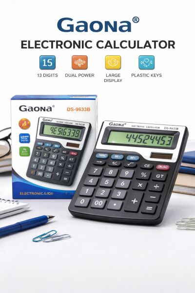 Gaona DS-9633B 13 Haneli Büyük Ekranlı Çift Güçlü Masaüstü Hesap Makinesi
