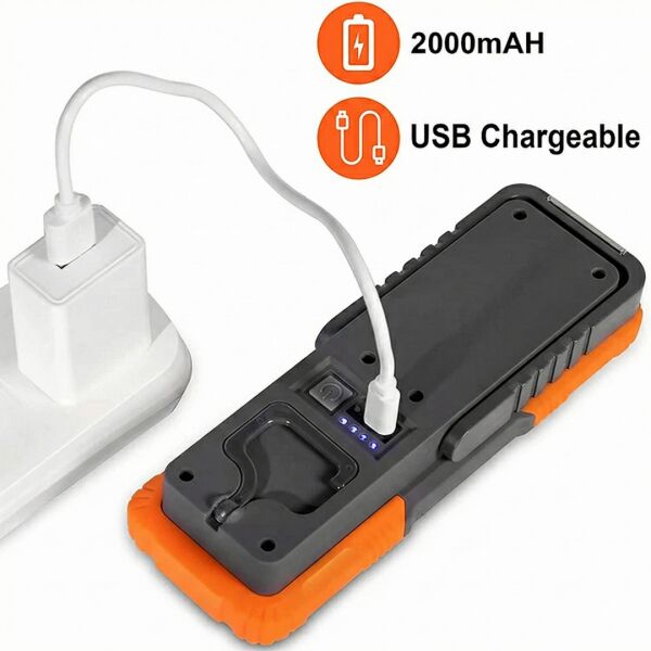 Şarjlı Tamirci Lambası | 3 Modlu LED Çalışma Lambası | Mıknatıslı & Askılı | IPX4 Suya Dayanıklı