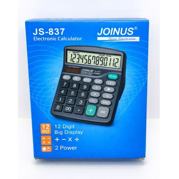 JOINUS JS-837 12 Haneli Büyük Ekran Hesap Makinesi – Çift Güçlü, Masaüstü