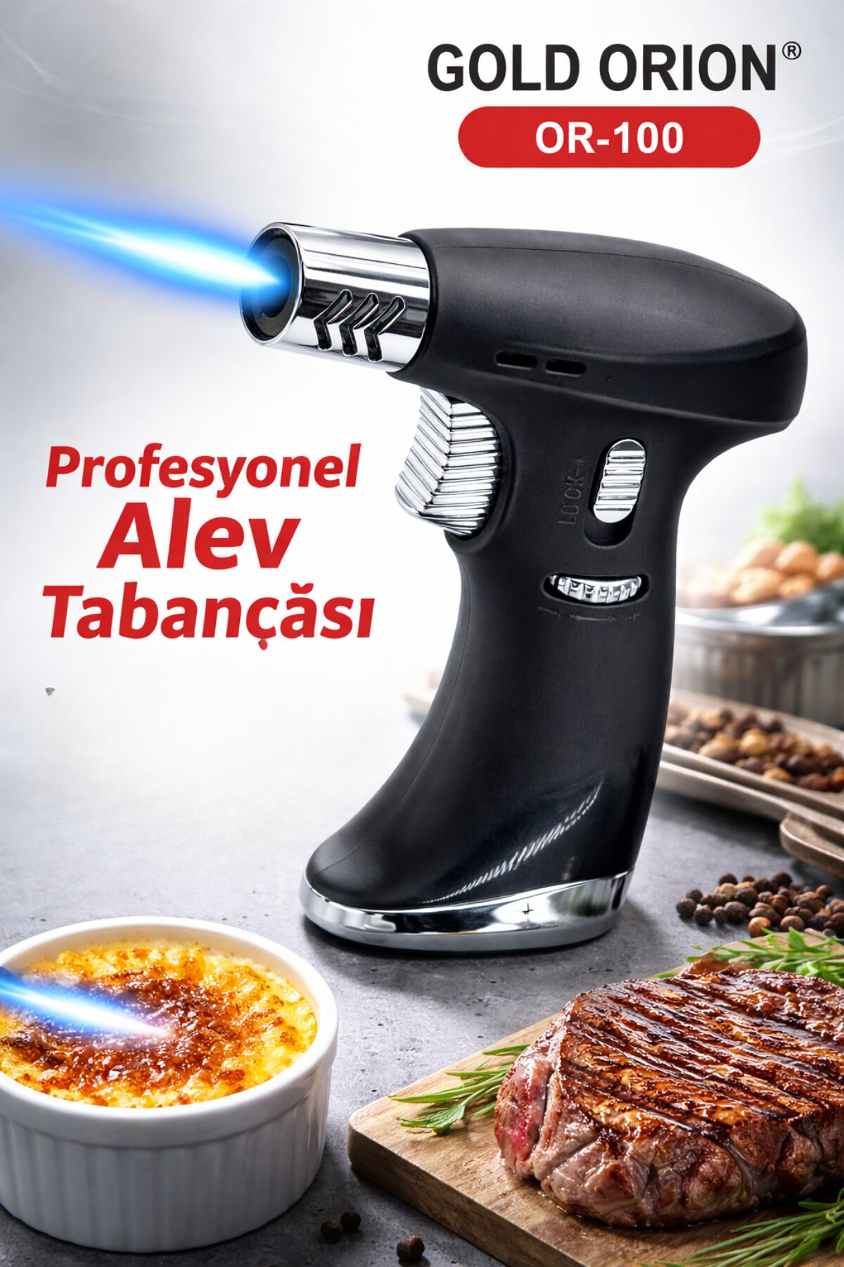 OR-100 Profesyonel Alev Tabancası  Ayarlanabilir Alev, Güvenlik Kilitli