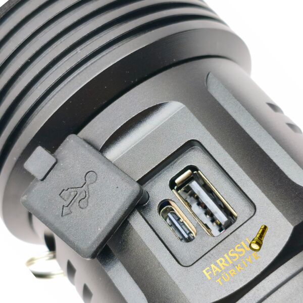 PS-4200 Şarj Edilebilir Profesyonel El Feneri 130W 13000 Lümen Tip-C Şarjlı Powerbank Özellikli Set