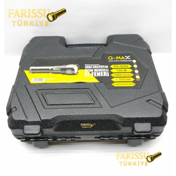 PS-4200 Şarj Edilebilir Profesyonel El Feneri 130W 13000 Lümen Tip-C Şarjlı Powerbank Özellikli Set