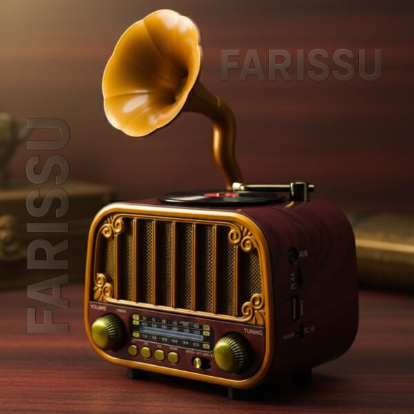 Nostaljik Gramofon Tasarımlı Bluetooth Radyo – FM/AM/SW – USB & TF Kart Destekli – Type-C Şarjlı