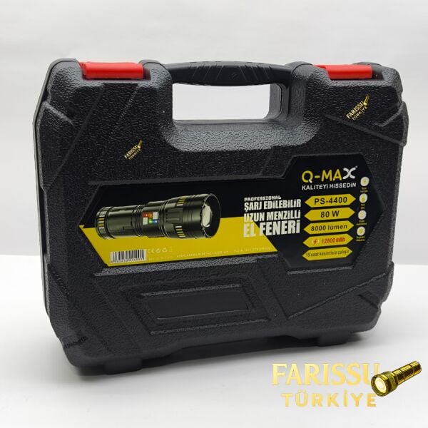 Uzun Menzilli Profesyonel El Feneri 80W 8000 Lümen Powerbank Özellikli + 4 Adet Yedek Pil