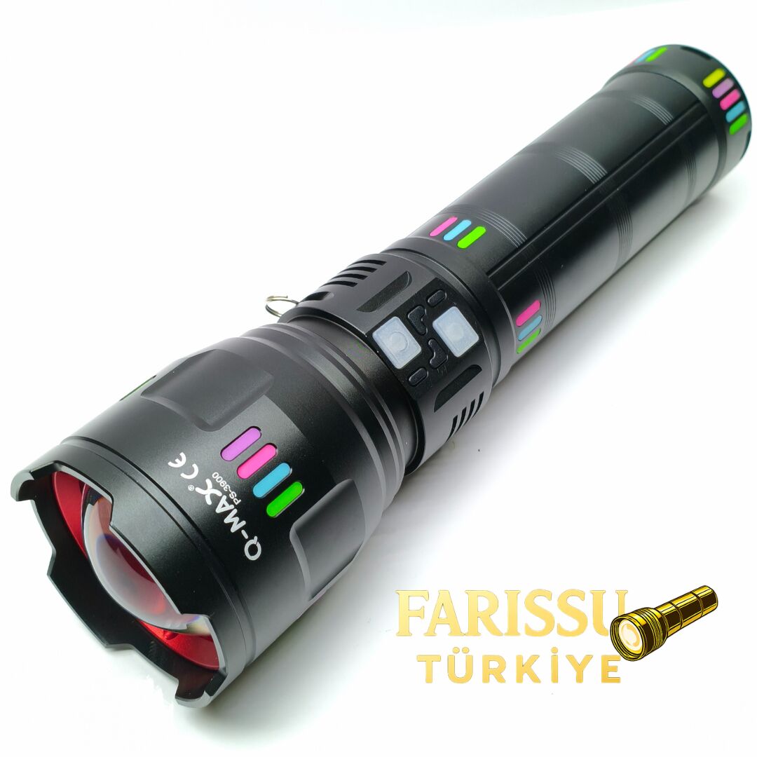 PS-3900 Profesyonel Şarjlı El Feneri 110W 11000 Lümen Zoomlu Powerbank 4 Modlu