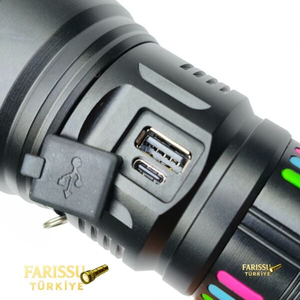 PS-3900 Profesyonel Şarjlı El Feneri 110W 11000 Lümen Zoomlu Powerbank 4 Modlu