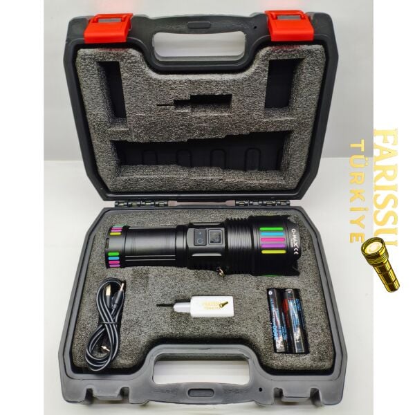 PS-4300 110W 11000 Lümen Şarj Edilebilir Uzun Menzilli Profesyonel El Feneri – Dijital Göstergeli