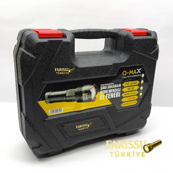 PS-4300 Yedek Pilli Şarj Edilebilir Zoomlu Profesyonel El Feneri (8×18650 Pil Dahil)