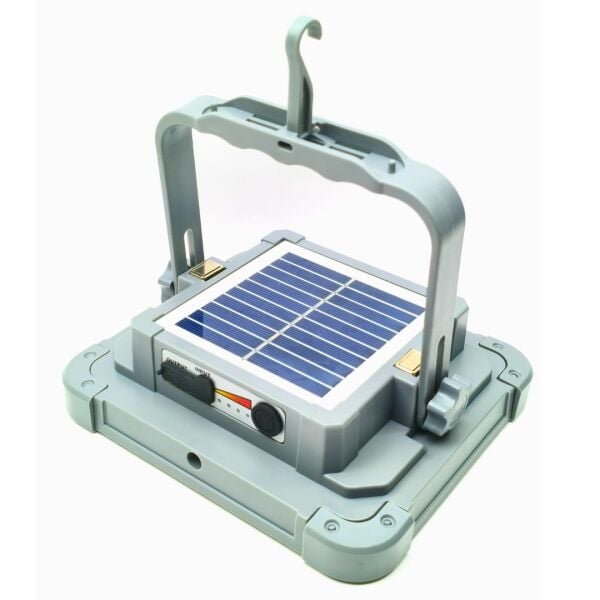 Q-MAX 50W Solar LED Projektör IP66 | 5 Modlu | USB Şarjlı | Polis Çakar Modlu