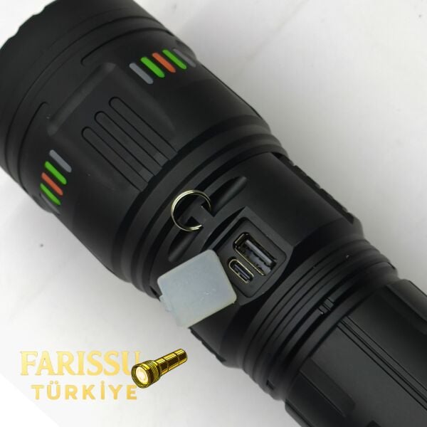 GK601 10000 Lümen El Feneri | 4×18650 Pil Dahil | Metal Gövde | Özel Taşıma Kutulu