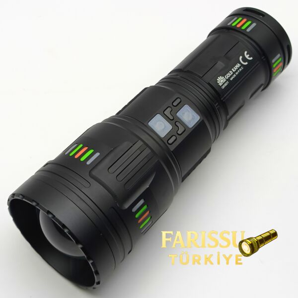 GK601 10000 Lümen El Feneri | 8×18650 Pil (4 Yedek) | Metal Gövde | Özel Taşıma Kutulu