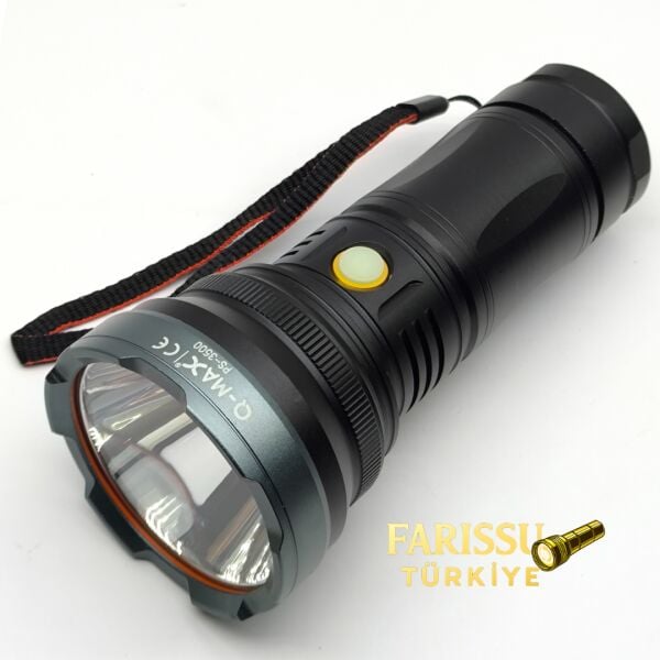 Q-MAX PS-3500 Şarjlı Profesyonel Avcı El Feneri 4000 Lümen 1 KM Menzil 7800 mAh