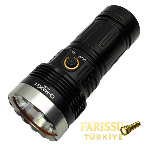Q-MAX PS-3600 Şarjlı Avcı El Feneri | 38650 7800 mAh Pil | 3500 Lümen | Profesyonel