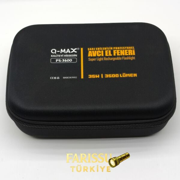 Q-MAX PS-3600 Şarjlı Avcı El Feneri | 38650 7800 mAh Pil | 3500 Lümen | Profesyonel